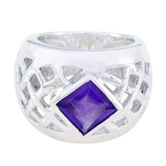 Skylar Purple Solitaire Ring with Sterling Silver Design Amethyst Purple