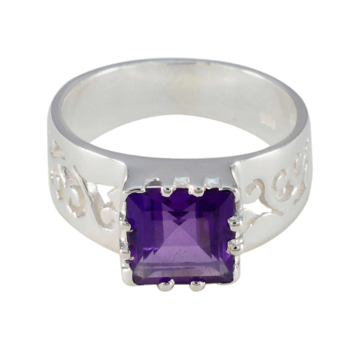 Bella Graceful Purple Solitaire Ring Amethyst Purple