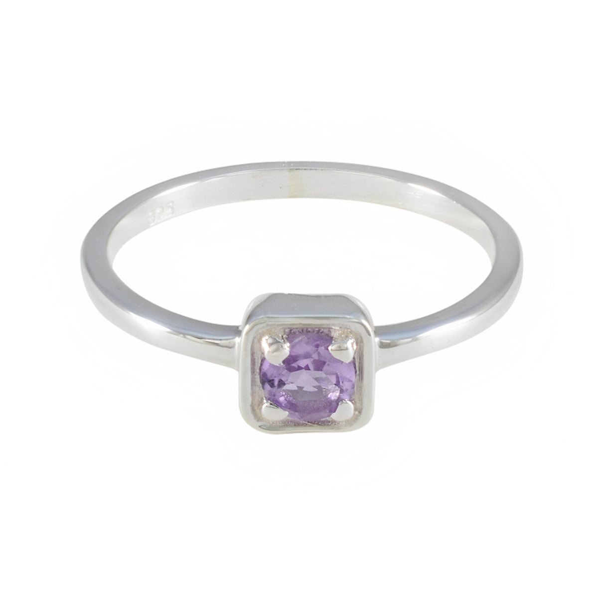 Priya Purple Solitaire Ring Sterling Silver Gemstone Amethyst Purple
