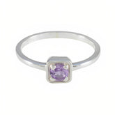 Priya Purple Solitaire Ring Sterling Silver Gemstone Amethyst Purple