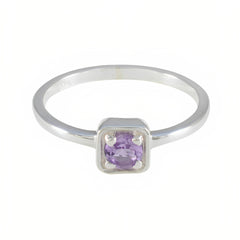 Priya Purple Solitaire Ring Sterling Silver Gemstone Amethyst Purple