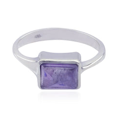 Audrey Contemporary Purple Solitaire Ring Amethyst Purple
