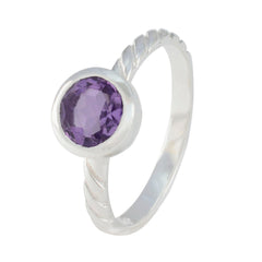 Eliza Purple Solitaire Ring with Twisted Silver Band