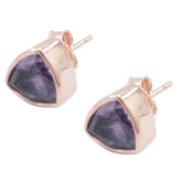 Riley Purple Solitaire Stud Earrings in Rose Gold Amethyst Purple Stud