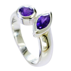 Hazel silver ring featuring two purple gemstones in a purple toi et moi ring design