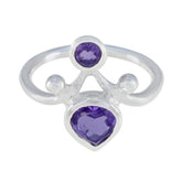 Renata silver ring featuring purple toi et moi ring design with two purple gemstones