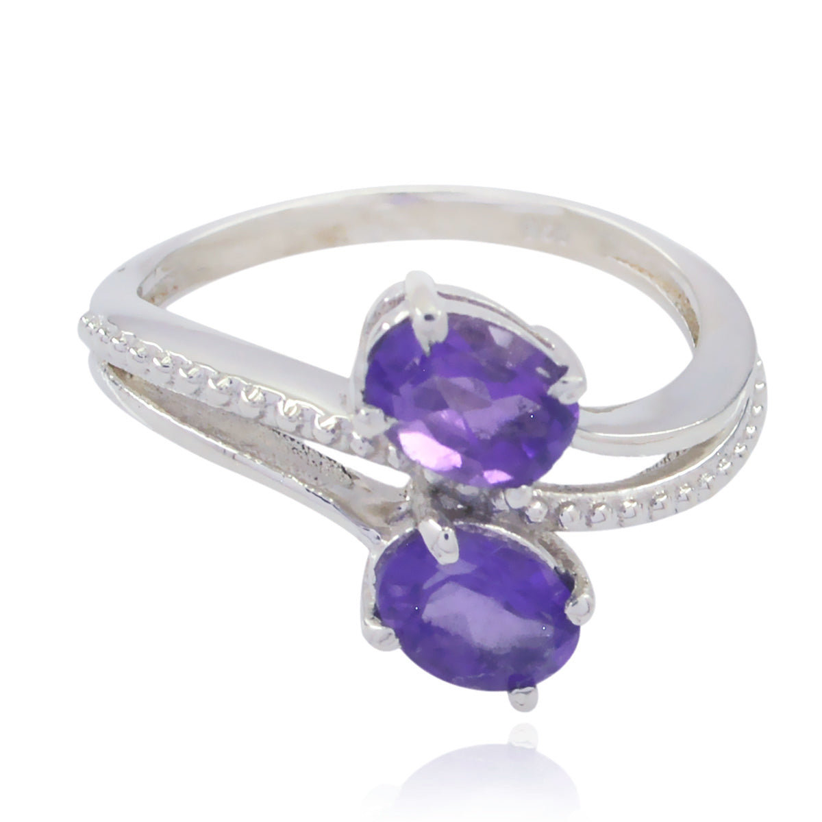 Alice Purple Toi Et Moi Ring with Dual Gemstones Amethyst Purple