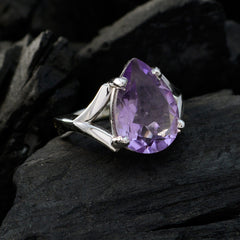 Penelope Purple Solitaire Ring with Pear-Shaped Gemstone