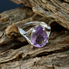 Penelope Purple Solitaire Ring with Pear-Shaped Gemstone
