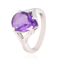 Penelope Purple Solitaire Ring with Pear-Shaped Gemstone