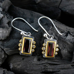 Riley Red Dangle Earrings with Gemstone Detail