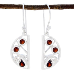 Camila Red Dangle Earrings India - Stylish Silver Design Garnet Red Dangle