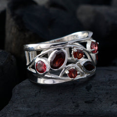 Ana Red Gemstone Filigree Ring in Sterling Silver