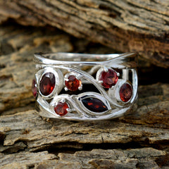 Ana Red Gemstone Filigree Ring in Sterling Silver