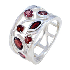 Ana Red Gemstone Filigree Ring in Sterling Silver