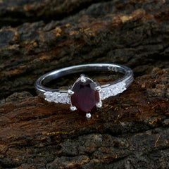Lily Red Gemstone Halo Ring Elegant Silver Band