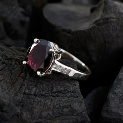 Lorena Red Gemstone Halo Ring with Silver Band