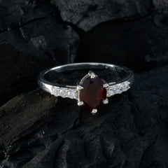 Lily Red Gemstone Halo Ring Elegant Silver Band