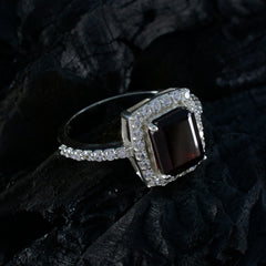 Bruna Red Gemstone Halo Ring with Silver Band