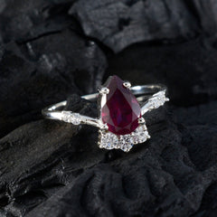 Ying Red Gemstone Halo Ring Pear-Shaped Design