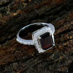 Bruna Red Gemstone Halo Ring with Silver Band