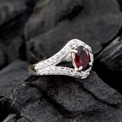 Araya Red Gemstone Halo Ring with Sparkling Accents