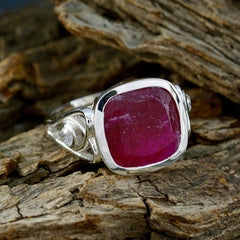 Constanza Red Gemstone Halo Ring in Sterling Silver