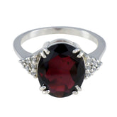 Riley Red Gemstone Halo Ring with Silver Detailing Garnet Red