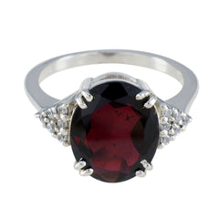 Riley Red Gemstone Halo Ring with Silver Detailing Garnet Red