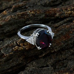 Riley Red Gemstone Halo Ring with Silver Detailing