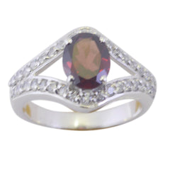 Araya Red Gemstone Halo Ring with Sparkling Accents Garnet Red