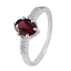 Lily Red Gemstone Halo Ring Elegant Silver Band