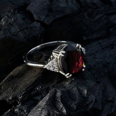 Riley Red Gemstone Halo Ring with Silver Detailing