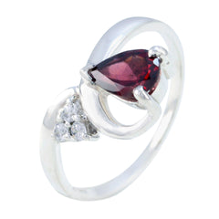 Li Lee Red Gemstone Halo Ring with Pear Cut Design