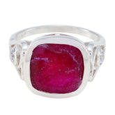 Constanza Red Gemstone Halo Ring in Sterling Silver Indian Ruby Red