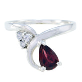Li Lee Red Gemstone Halo Ring with Pear Cut Design Garnet Red