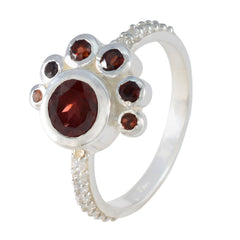 Li Lee sterling silver ring with central red garnet and six smaller stones red gemstone ring for women