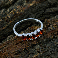 Xiu sterling silver band with five oval red gemstones red gemstone ring for women elegant everyday wear