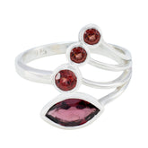Ayesha silver red gemstone ring for women with multiple red stones in various shapes