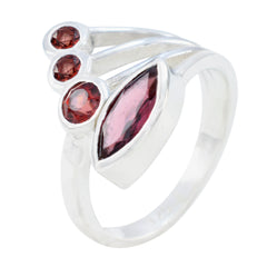 Ayesha silver red gemstone ring for women featuring one marquise and three round red stones