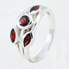 Angel brand silver red gemstone ring for women with four deep red stones in unique setting