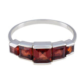 Aiko Red Gemstone Ring for Women Stylish Silver Band Garnet Red