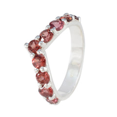 Nella silver half eternity band with round prong set red gemstones red gemstone ring for women