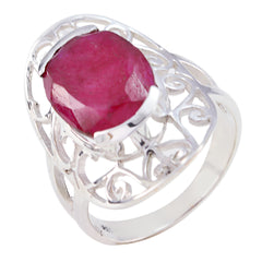 Yasmine Elegant Red Gemstone Ring India Silver Filigree