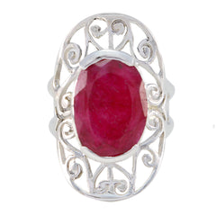 Yasmine Elegant Red Gemstone Ring India Silver Filigree