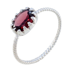 Emi Red Gemstone Ring India with Silver Band