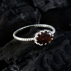 Emi Red Gemstone Ring India with Silver Band