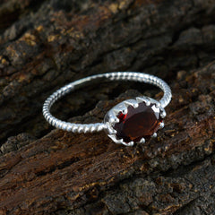 Emi Red Gemstone Ring India with Silver Band