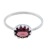Emi Red Gemstone Ring India with Silver Band Garnet Red