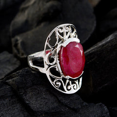 Yasmine Elegant Red Gemstone Ring India Silver Filigree